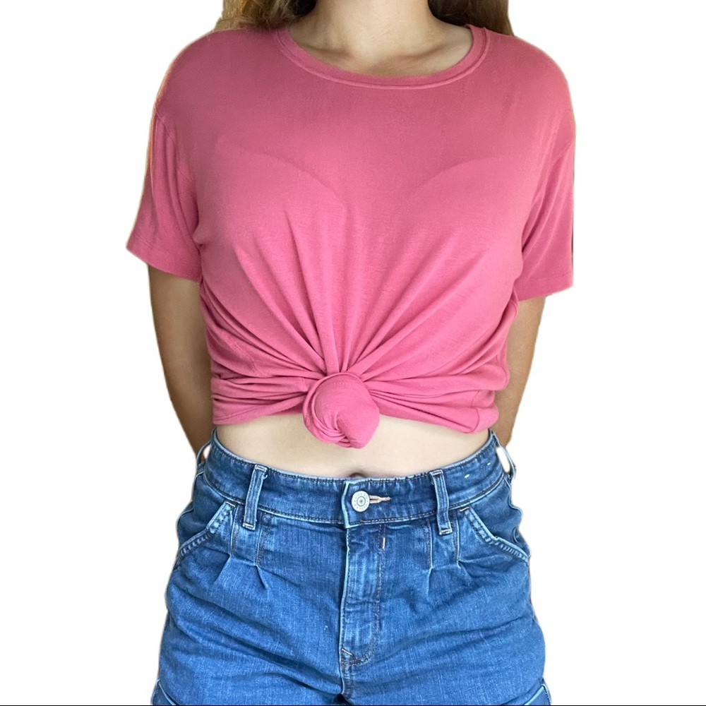 American Eagle Dark Pink Soft&Sexy Oversized Loose-Fitting T-Shirt Size Small